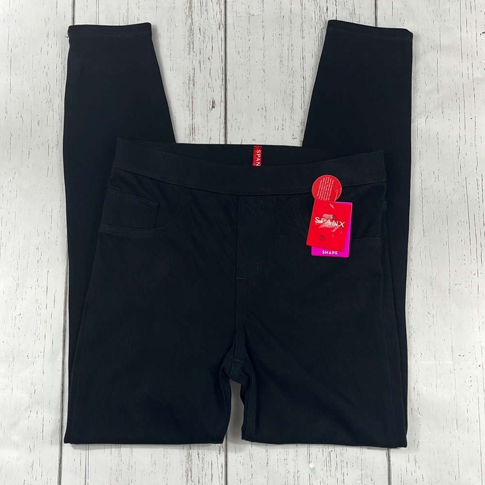 Spanx Jeanish Pull On Ankle Leggings Black Womens Size Medium NWT